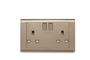 Switched Socket 13A Double R Series Champagne Gold MK Honeywell R2747CGL