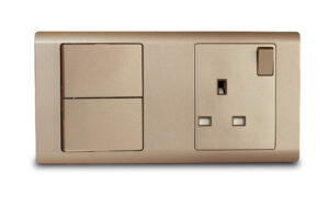 Combination Switch 2G 2 W + S/Socket 13A Champagne R-Series MK Honeywell