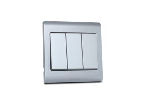 Switch 3 Gang 2 Way R Series Satin Titanium 16A MK Honeywell R4783STT