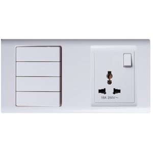 Combination Switch 4 Gang 2 Way And Switched Socket Universal 16A R Series MK Honeywell