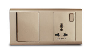 Combination Switch 1G 2W + S/Socket 16A Universal Champagne R-Series MK HoneyWell