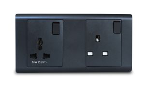 Combination Switched Socket UK 13A And Switched Socket Universal 16A R Series MK Honeywell Graphite