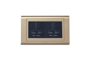 Twin Universal Socket Black with Frame Champagne Gold SX2837BLK (X2) + R5452CGL