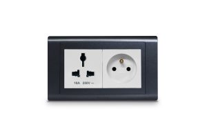 Universal White Socket French Socket White with Frame Urban Graphite SX2837WHI+K5834WHI+R5452GPH
