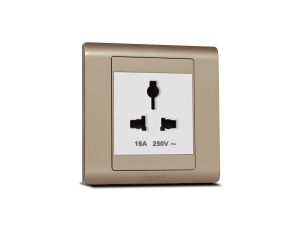 Single Universal Socket White with Frame Champagne Gold  SX2837WHI + R5451CGL
