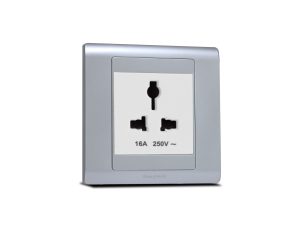 Single Universal Socket White with Frame Satin Titanium  SX2837WHI + R5451STT