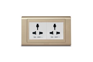 Twin Universal Socket White with Frame Champagne Gold SX2837WHI (X2) + R5452CGL