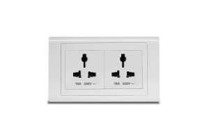 Twin Universal Socket  White  with Frame White    SX2837WHI  (x2) + R5452WHI