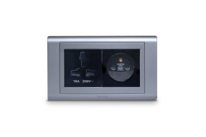 Universal socket and French Socket Black with Frame Satin Titanium (SX2837BLK+K5834BLK+R5452STT)