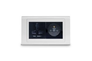 Universal Socket and French Socket Black with Frame White (SX2837BLK+K5834BLK+R5452WHI)