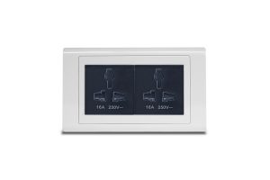 Twin Universal Socket Black with Frame White SX2837BLK (x2) +R5452WHI