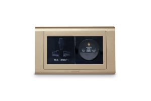 Universal socket and French socket  Black with Frame Champagne Gold (SX2837BLK+K5834BLK+R5452CGL)