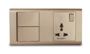 Combination Switch 2G 2W + S/SOCKET 16A Universal Champagne MK HoneyWell