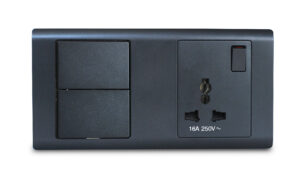 Combination Switch 2G 2W + S/Socket 16A Universal Graphite R-Series MK HoneyWell