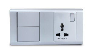 Combination Switch 2G 2W + S/Socket 16A Universal Titanium R-Series MK HoneyWell