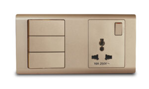 Combination Switch 3G 2W + S/Socket 16A Universal Champagne R-Series MK HoneyWell