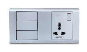 Combination Switch 3G 2W  + S/Socket 16A Universal Titanium R-Series MK HoneyWELL