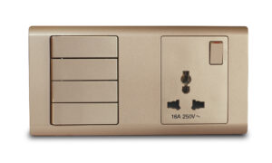 Combination Switch 4G 2W + S/Socket 16A Universal Champagne MK HoneyWell