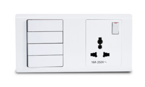 Combination Switch 4G 2W + S/Socket 16A Universal White R-Series MK HoneyWell