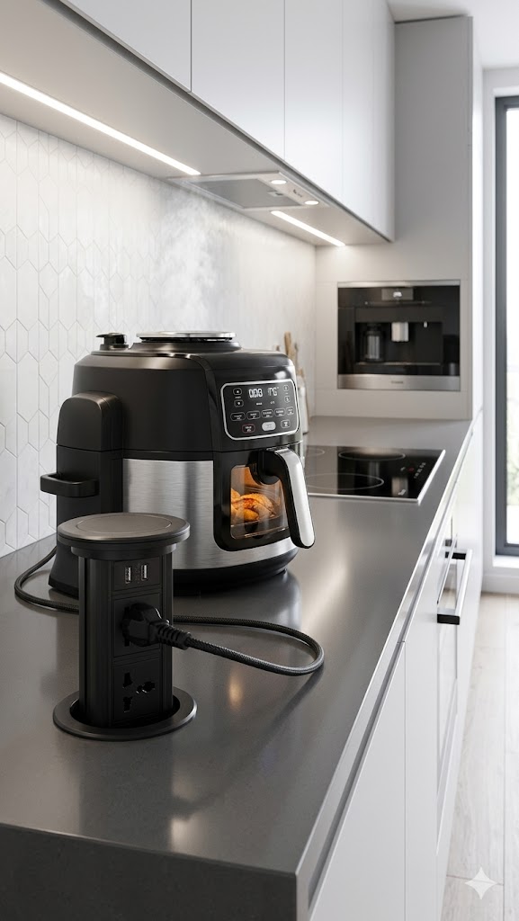Manual Pull Up Socket Outlet Black For Countertops - HGZ-601H - Image 2